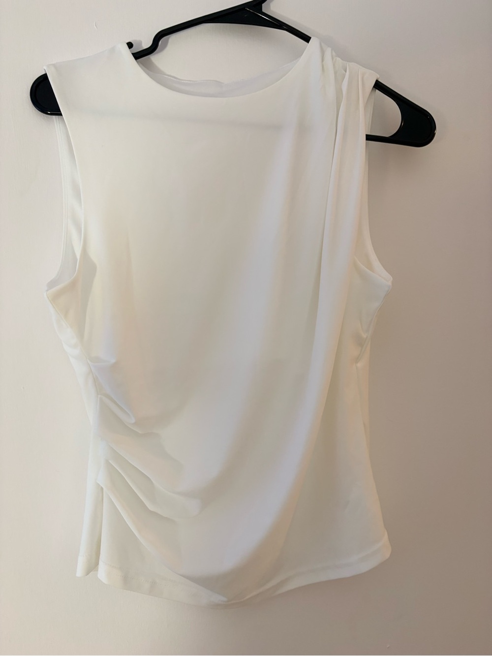 Sleeveless White Draped Women’s Top